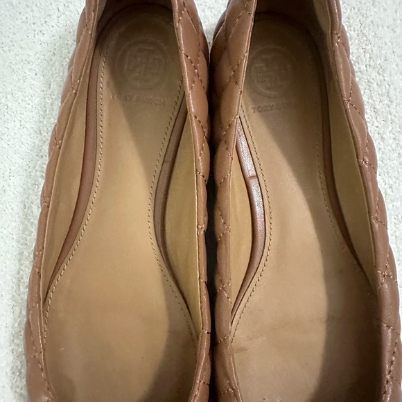 Tory Burch Benton 2 Quilted Ballet Flat - Royal Tan/Gold, Size 7 Nappa Leather - Picture 7 of 9